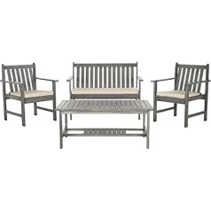 Safavieh EUP7006B Monaco Outdoor Living Set - Ash Grey/Ecru (4-Piece)