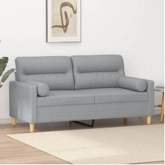 Tanzem 3200821 2-Seater Sofa with Decorative Cushions Light Grey 140 cm Fabric, Sofas & Couches, Sofa Living Room, Sofa for Teenager's Room, Relaxing Sofa, Sofa for Bedroom, Upholstered Sofa