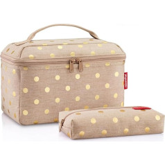 reisenthel Beautycase Set – Our Gift Set of Beauty Case and Rectangular Bag Holidays, Metallic Dots Coffee