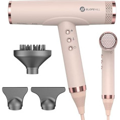 Slopehill Hair Dryer, Ion Hair Dryer with Brushless Motor for Quick Drying, Low Noise Hair Dryer with Magnetic Nozzle for Home, Travel (Light Pink)
