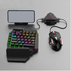 Keyboard Mouse Converter Kit for Mobile Games, Wired Wireless Mechanical RGB Keyboard Mouse Adapter Combo with Screen Transfer