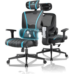 EUREKA ERGONOMIC Gaming Chair, Ergonomic Office Chair with Adjustable Lumbar Support and Headrest, PC Chair with Breathable Elastic Seat Cushion, 136 kg, Black and Blue