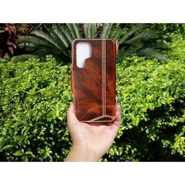 Yogurt Mobile Phone Case for Samsung Galaxy S25 Ultra, Genuine Leather Case, Leather Case for Samsung S25 Ultra, Dark Brown
