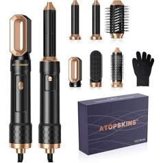 Hair Styler Set 6 in 1 with Hair Dryer / Air Flow Round Brushes / Hair Dryer Brush / Car Curling Iron / Smoothing Brush / No Thermal Damage / All in One Airstyler for Hair / Drying / Straightening /
