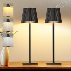 BUCASA Wireless LED Table Lamp, Pack of 2, Modern LED Table Lamp, Wireless Touch, Dimmable, Metal Table Lamp, Battery Rechargeable, 4800 mAh, IP54 Waterproof Bedside Lamp for Bedroom, Party, Gift