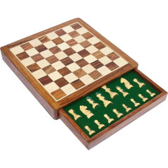 Cyber Monday Offer of the Day - SouvNear Travel Chess - Ultimate Chess 30.4 x 30.4 cm Classic Wooden Travel Chess Game with Magnet Staunton Figures and Drawer (doubles as a Storage Case) - Handmade by