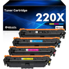 220X 220A Toner with Chip for HP 220X Toner Set Compatible with Color Laserjet Pro MFP 4302fdw 4302dw 4202dw 4302fdw 4202dn 4302fdn (4 Pack: W2200X W2201X W2202X W2203X Black Cyan Cyan Yellow Magenta)