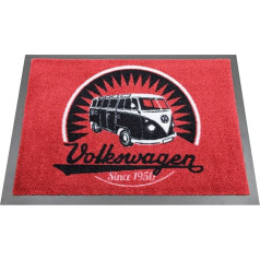 VW Collection by BRISA VW T1 Bus Doormat, 70x50cm - Vintage Logo/Red