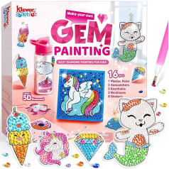 JOYIN Gem Art Diamond Painting Kits for Kids with Large 5D Gemstone Craft for Girls Age 4-12 Gem Craft Activities Kits, Premium Diamond Art Gift Ideas