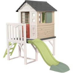 Smoby Life - Stilt House (150 x 160 x 197 x 243 cm) with 64% Recycled Content - Playhouse with Slide, XL Play Villa on Stilts, with Windows, Door, Porch, Ladder, for Boys and Girls from 2 Years