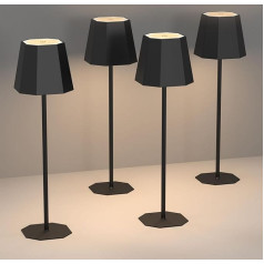 Pack of 4 LED Dimmable Battery Table Lamps, Wireless, Rechargeable, 3 Colour Temperatures, Table Lamp, Bedside Lamp, Without Cable, Touch Lamp with USB-C for Outdoor Bedside Table, Dining Table,