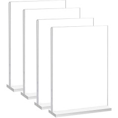 AUTUUCKEE Acryl-Schilderhalter, T-Form, doppelseitig, A4, Ständer mit 10 mm Basis für Menü, stabiler Menü-Poster, Schilderhalter für Büro, Schule, Zuhause, Restaurant, Hotel, Geschäft, 6 Stück