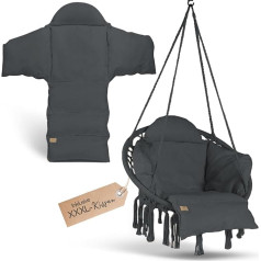 BELLAMATILDA® Hanging Chair with Basket & XXL Cushion - Outdoor & Indoor Hanging Swing for Adults - Hanging Seat / Hanging Chair for Garden, Living Room, Balcony, Patio - Swing Basket up to 150 kg