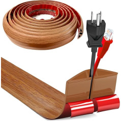 Cable Bridge Floor, Flexible Small Cable Duct Floor, Self-Adhesive Floor Cable Ducts, 5 m x 5 cm Wide Floor Covers, Cable Protection, Cable Duct for All Power Cable Storage, Home, Office, Yellow Wood