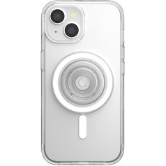PopSockets iPhone 15 Case with Round Phone Grip Compatible with MagSafe, Phone Case for iPhone 15, Wireless Rechargeable - Clear