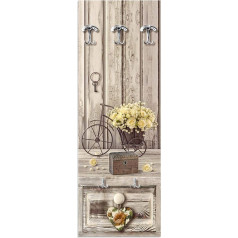 Lupia Wall-Mounted Coat Rack 46 x 125 cm Yellow Roses with 5 Hooks