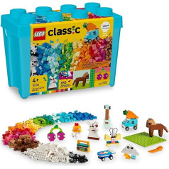 LEGO Classic Vibrant Creative Brick Box, Arts & Crafts Sensory Toy for Kids, Creative Building Kit with Unicorn, Skateboard, Guitar, Plane & More, Birthday Gift for 4 Year Old Girls