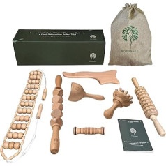 Bodynner Wood Therapy Complete Kit 6 Pieces + Foot Massage Roller - Anti-Cellulite - Lymphatic Drainage - Wood Therapy - Massage Kit - Anti-Cellulite Massage Roller - Foot Massage