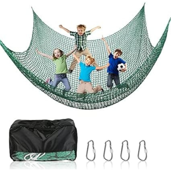 MENAYODA Climbing Net Playground, Heavy Duty Double Layer Protective Net Children's Climbing Frame Swing, Climbing Net Children's Fall Protection Net for Playground Outdoor Indoor Garden (Green, 3 x 3