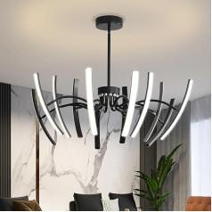 120 W Dimmable Chandelier Ceiling Lamp Living Room Modern Pendant Lights with Rotating LED Lamp Body, Black 3000-6000K, Ceiling Light Hanging for Living Room, Bedroom, Dining Room, φ1100 x H580