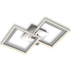 BRILONER Leuchten 3726-019 LED Ceiling Light, Stepwise Dimmable, Swivelling Ceiling Light, LED Frame, Undercut, Aluminium Chrome, 440 x 440 x 75 mm