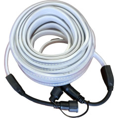 Carré Rouge Light at Job Construction Site Extension Cable 10 Meters - PVC, IP65 Waterproof, 178 LEDs SMD, 2835/Metre, 1200 Lumens/Meter - 6000K, 100W/0.50A, Type F Plug, White, Outdoor Use