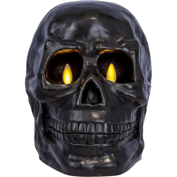 Luminara Flameless Dual Moving Flame Large Skeleton Skull Figurine (5.5