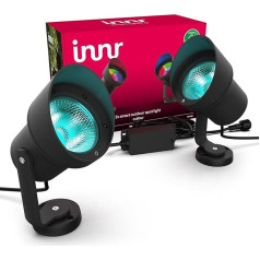 innr Zigbee Outdoor Garden Spotlight, Works with Hue*, Dimmable Outdoor Light with 16 Million Colours, Pack of 2