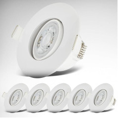 B.K.Licht - Set of 6 LED Recessed Spotlights, 230 V, Swivelling, Warm White Light, LED Spotlight for Bathroom, IP65, Ceiling Spotlights, Recessed Lights, Spots, Bathroom Lamp, 9 x 4.2 cm (D x H),
