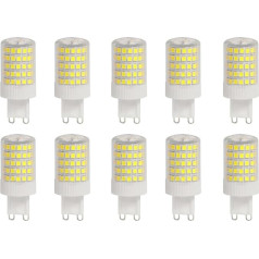 G9 LED Bulb 10 W, 800 LM, Cool White 6000 K, Replacement 50 W-100 W G9 Halogen Bulb, G9 Socket, No Flickering, Not Dimmable, G9 Bulbs for Chandeliers, Ceiling Lights, Wall Lights, AC 220-240 V, Pack