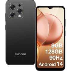 DOOGEE N55 Smartphone Without Contract Android 14-128GB + 9GB /1TB Mobile Phone Without Contract, Octa Core 6.56 Inch HD+ IPS 90Hz Smartphone Cheap, 5150mAh 13MP + 8MP, Dual SIM 4G Simlock-free Mobile