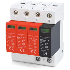 Surge Protector, Surge Arrester Type 1+ Type 2, Type (B+C) 4-pin, Surge Protection Type 1, Surge Protection Type 2, Maximum leakage current of 50 Ka, Surge Protection PV
