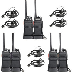 Retevis RT24 Walkie Talkies PMR446 Licence-Free Two Way Radio Rechargeable 16 Channels 50CTCSS 210DCS with USB Chargers (Black, 3 Pairs)