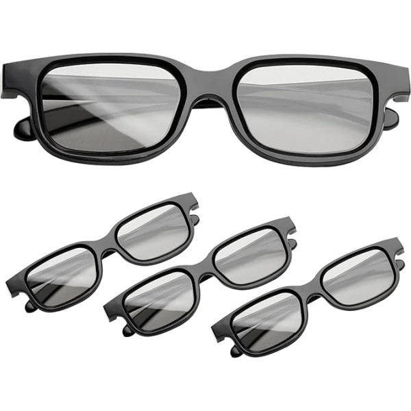 4Pcs 3D Glasses for Cinema, Black Universal 3D Glasses Passive 3D Glasses 3D TV Glasses 3D Sunglasses for Childrens Adults Home Cinema Theater TV Game 3d Print Anaglyph Photos