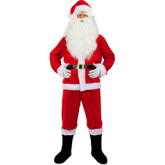 Funidelia Santa Costume Deluxe with Accessories for Men, Santa Claus, Christmas, Santa Claus - Costume for Adults & Fancy Dress for Parties, Carnival & Halloween - Red