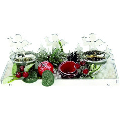 Decorated Wooden Tray with Tea Light Glasses Fir Christmas Decoration Candle Bowl Tea Light Holder Tea Light Holder Advent Tray Advent Wreath Tray Bowl Decorative Bowl Advent Bowl Decoration for