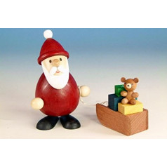 Kunsthandwerk Ullrich Wooden Figurine Santa Claus with Gift Sledge H x W x D 9.3 x 6 x 5.1 cm Seiffen Ore Mountains Decoration Wooden Figures Christmas Window Decoration Toy Decoration Christmas