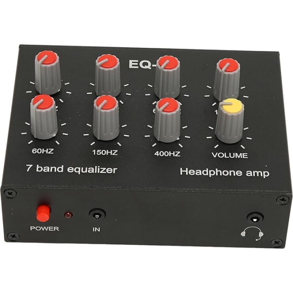 7 Band Sound Equalizer with RCA Output, High Bass Adjustment, Digital Dual Channel Equalizer for Car Stereo and Earphone, Aluminum Alloy