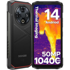 DOOGEE Fire 6 Thermal Imaging Camera Outdoor Mobile Phone Without Contract 10400mAh 256GB + 16GB/2TB TF Outdoor Smartphone Android 14 Construction Site Mobile Phone 6.56 Inch Display 50MP Camera