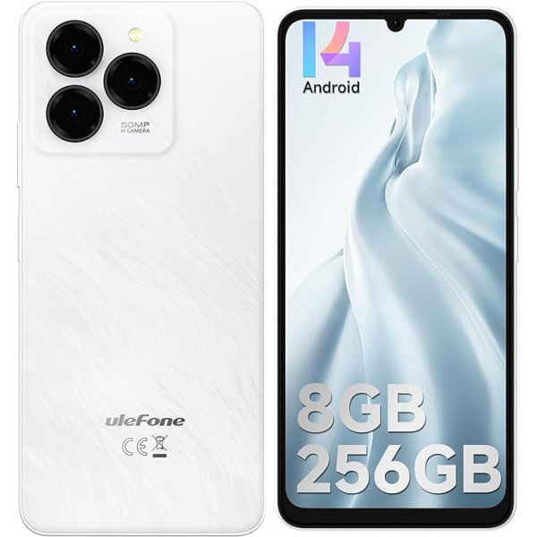 Ulefone Note 20 Pro Android 14 Smartphone, Display 6.75 Inch HD+, 256GB ROM + 8GB RAM, Camera 50MP, 6000mAh, Unlocked 4G Dual SIM/Face ID/Fingerprint/GPS/OTG