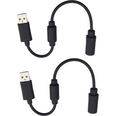 Tomedeks 2 x USB Cable for Microsoft Xbox 360, Dongle Compatible with Microsoft Xbox 360 Controller, Adapter Controller USB Breakaway Cable, Aab