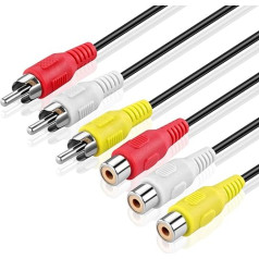 TNP RCA Extension Cable (10 Feet) 3RCA Composite Video Audio Extender Adapter Cord Wire Coupler Male to Female Dual Red/White Connector Jack Plug Extend Video Audio 2 Channel Stereo (Right and Left)