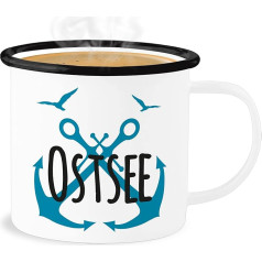 Shirtracer Enamel Mug Tin Cup – Statement – Baltic Sea – Black – 300 ml – White Black – EB221
