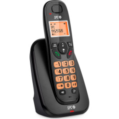 SPC Kairo Cordless Landline Telephone, Illuminated Buttons and Light Indicator, Caller ID, High Volume, Cap Compatibility, Echo Mode, Call Block, Hands-Free Calling, Phonebook - Black