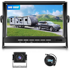 Reversing Camera for Car, AHD 1080P 7 Inch LCD Monitor and Kit, Rear View Camera with 15 m Cable, IP69 Waterproof, Night Vision, Suitable for Trucks, Motorhomes, Caravans