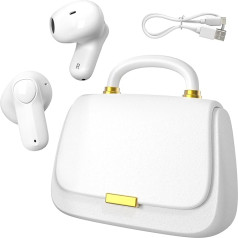 Earbuds, Bluetooth 5.3 In-Ear Headphones, 13 mm Driver Deliver Premium Sound Headphones, 22H Playtime True Wireless Earbuds with Unique Mini HandBag Charging Case, Perfect for Fashion-Forward Women,