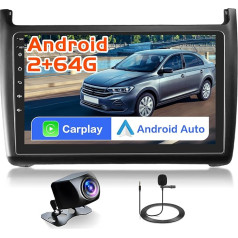 Inefala 2G/64G for VW Polo 2009-2016 Car Radio Android 13 with Wireless Carplay & Android Car, 9 Inch Android GPS with FM RDS WiFi BT USB SWC Mic + Reversing Camera
