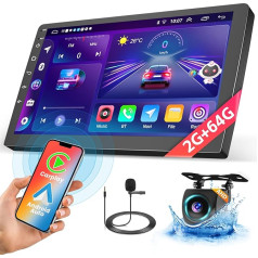 Hikity Android 13 Car Radio 2 Din with 6G + 128G, Wireless Apple Carplay Android Car with Sat Nav, Radio Touch Display 9 Inch Screen with Bluetooth Hands-Free Kit DSP EQ Microphone Reversing Camera