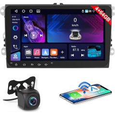 4 + 64 GB Android 13 Car Radio for VW Golf 5 Golf 6 Skoda Polo Passat Tiguan Touran Wireless Carplay Android Car, Hikity 9 Inch Screen Bluetooth Car Radio Navigation Reversing Camera WiFi FM RDS SWC