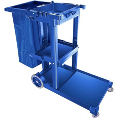 Generisch Janitorial Cart, Movable Hand Cart, Janitorial Cleaning Trolley on Wheels, Office Industrial Household Trolley, Hotel Room Plastic Cleaning Laundry Service Cart, Blue